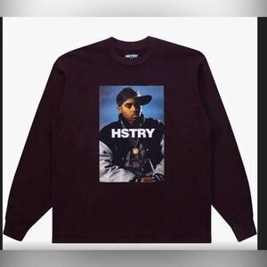 NWT Hstry by NAS Unisex Brown Long Sleeve Portrait Graphic Tee Shirt - Size XL